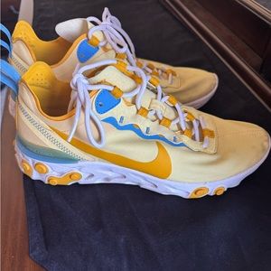 Women’s Yellow White and Blue Nikes